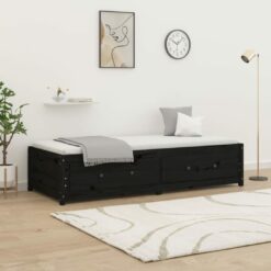 Daybed 80x200 cm massivt fyrretræ sort