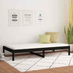 Daybed 90x190 cm Single massivt fyrretræ sort