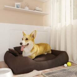 Hundeseng med puder 75x58x18 cm oxfordstof brun